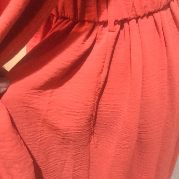 Orange Long Ruffled Sleeve Faux Wrap Belted Waist Maxi Dress-Size M - Picture 11 of 14